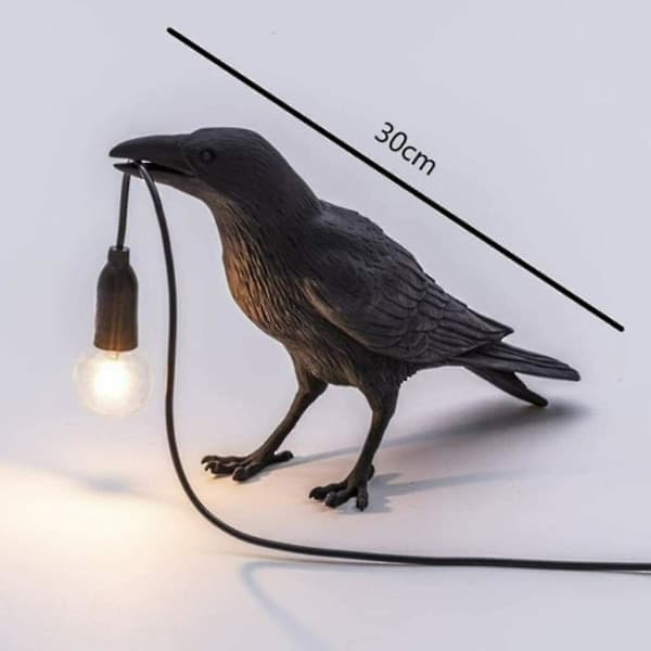 Fuglelampe Resin Kråke LED Lys Soverom Vegglampe Bordlampe Stue Kunstdekorasjon