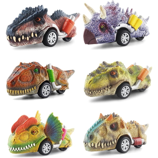Dinosaurlegetøj til børn 3-5 år, træk dinosaurbiler tilbage til 3 4 5 6 7 år gamle drenge og piger Dino legetøj gaver til småbørn B