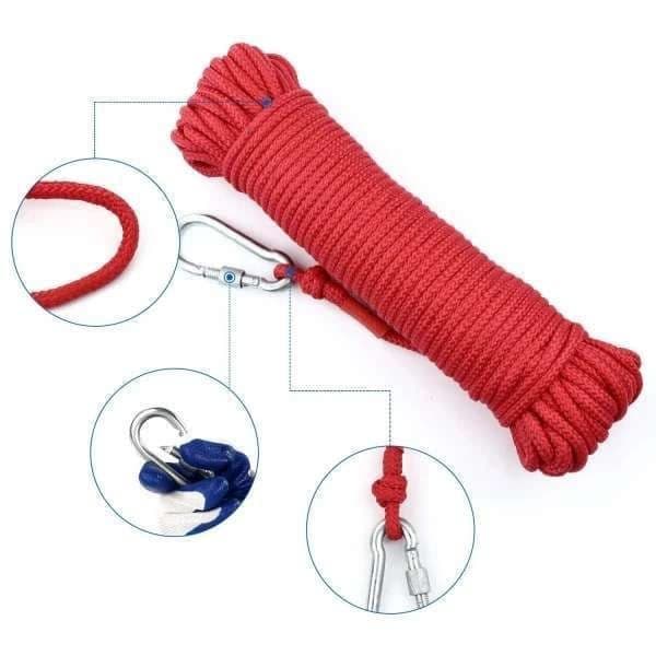 Neodymiummagnet, fiskemagnet 150 kg, 10 meter rep & skyddshandskar silver