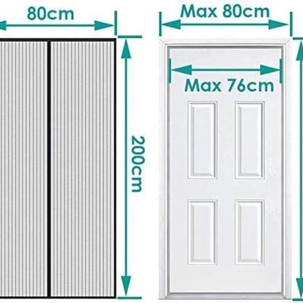 Magnetisk myggenet til døren, 80 x 200 cm, myggenet til døren, magnetisk KLB