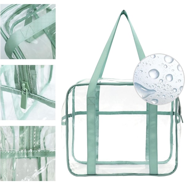 Genomskinlig Tote Bag Transparent Kosmetisk Makeup Toiletry Bag Lätt Vattentät Organizer Stor Förvaring green
