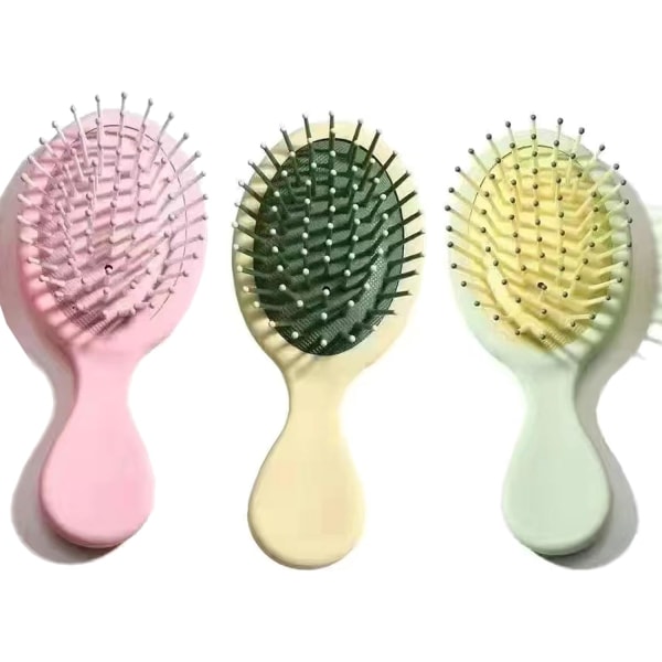 Miniborsthårborste,bärbara detanglerborstar Ovala massagekammar Små hårpaddelborstar Detangler-hårborstar för kvinnor flickor(3 färger)