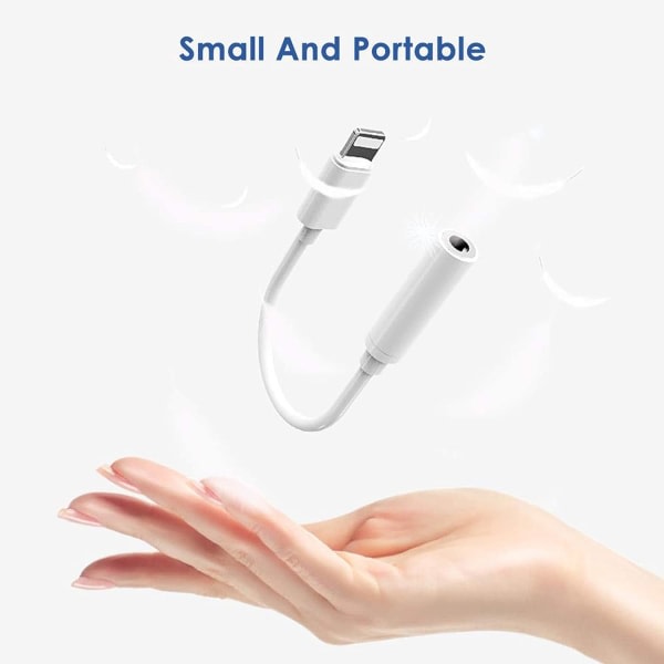 Lightning til 3,5 mm hodetelefonkontakt-adapter, adapter for iPhone-hodetelefoner, kompatibel med iPhone 14 13 12 11 XR XS Max X 8 7 6, støtter alle iOS