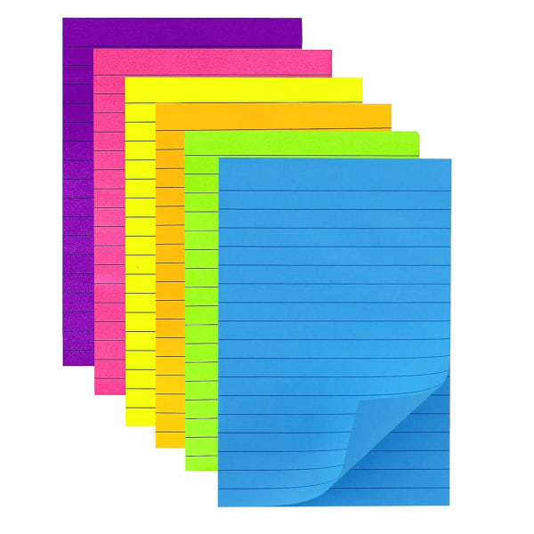 Student sticky note horizontal fluorescent note pad lined message pad, 10*15cm*6 colors (300 sheets)