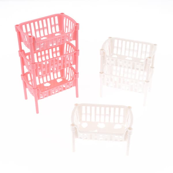 1/12 Dockskåp Mini Förvaringskorgar Dockskåp Stapelbar Korg Vit one size White