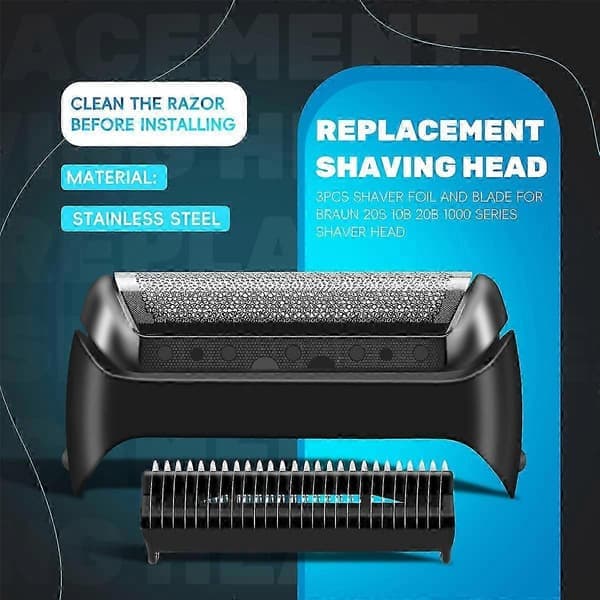 3 stk. barberfolie og blader for Braun 20S 10B 20B 1000-serien barberhode