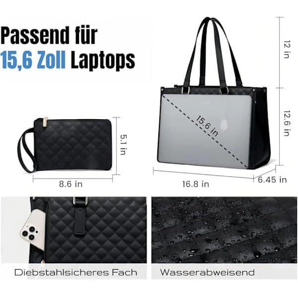 Sort 2-i-1 Isoleret Madkøletaske & 15,6 Tommer Laptoptaske - Glad vinrød wine red