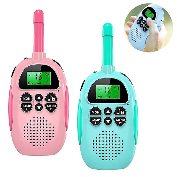 2-pack Walkie Talkies för Barn Uppladdningsbara - Julklapp Födelsedagsleksak med Ficklampa, för Utomhus, Camping, Vandring