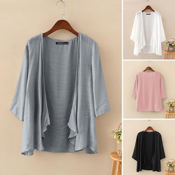 Kvinners Chiffon Kimono Cardigan Åpen Front Capes Sheer Shrug Topp Svømme Strand Cover Up Beachwear Bluse Wrap M
