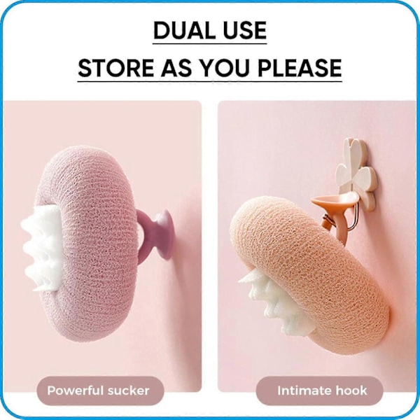 2-i-1 Solrosbadboll, Exfolierande Badsvamp Rengöringsborste Med Sugkopp, Super Mjuk Solros Sugkopp Badboll Beige