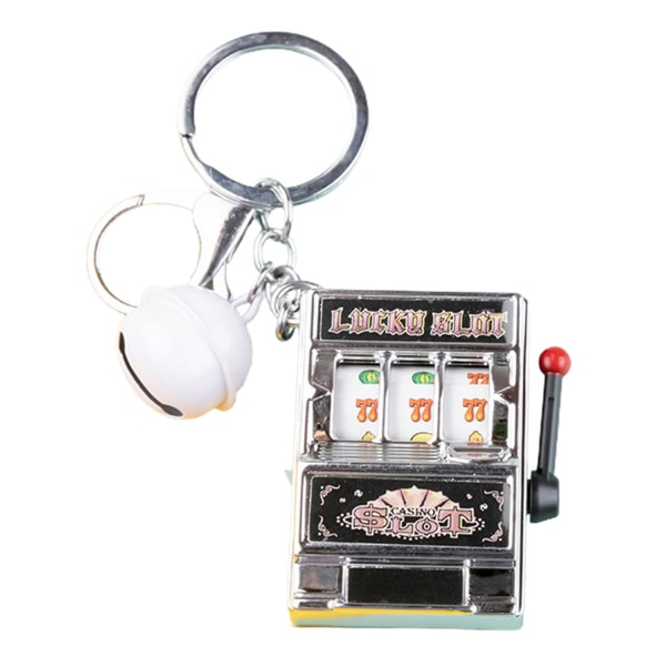 Mini Slot Machine Toy Keychain Creatives Intressant Nyckelring Fungerar Utmärkt Som Stress Reliever För Silver- White Middle Bell