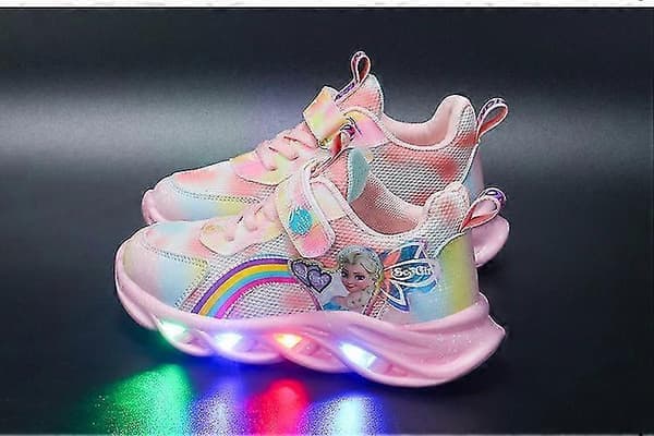 LED-sko for barn, lysende joggesko, blinkende barnesko, lysende joggesko, størrelse rosa 23 pink 23