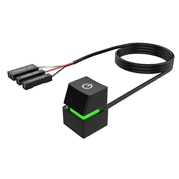 4m Extern PC-strömbrytare Dator Motherboard På/Av Strömbrytare Black Green light
