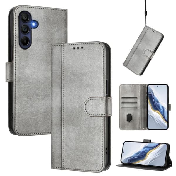 Samsung Galaxy A17 5G Retro Läderfodral med Kortplats - Happy Gray