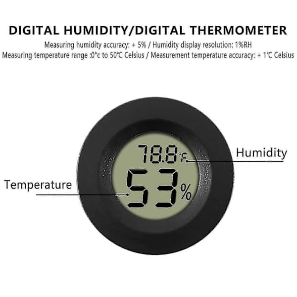 Hygrometer Digital LCD-skjerm Fuktighetsmåler - 5-pakning