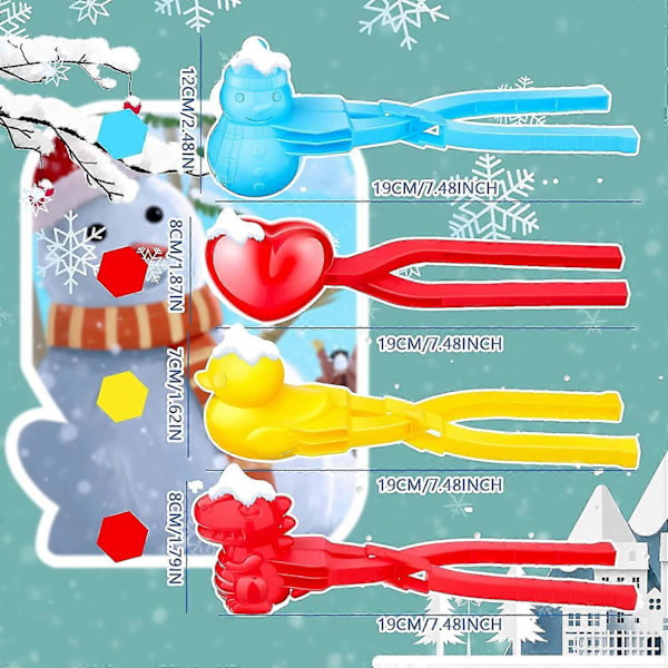4 Delar Vinter Snöleksaker Kit Snöboll Maker Form Dinosaurieformad Snö Snöboll Maker Hjärta Snö Maker Utomhus Vinterlek Snöleksaker Med Form Av D