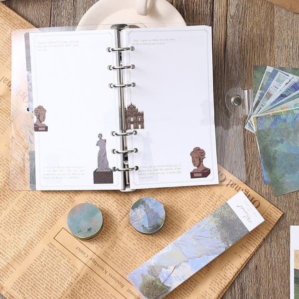 Anteckningsboksset, B5 studentpresent, presentförpackning med konstanteckningsbok, oljemålningsstil, D