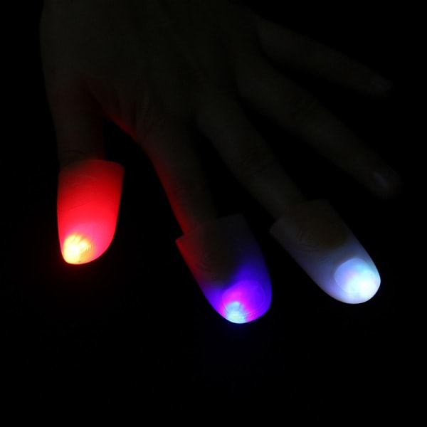 Party Magic Lights Up Glow Thumb Fingers Trick Show Red 2pcs