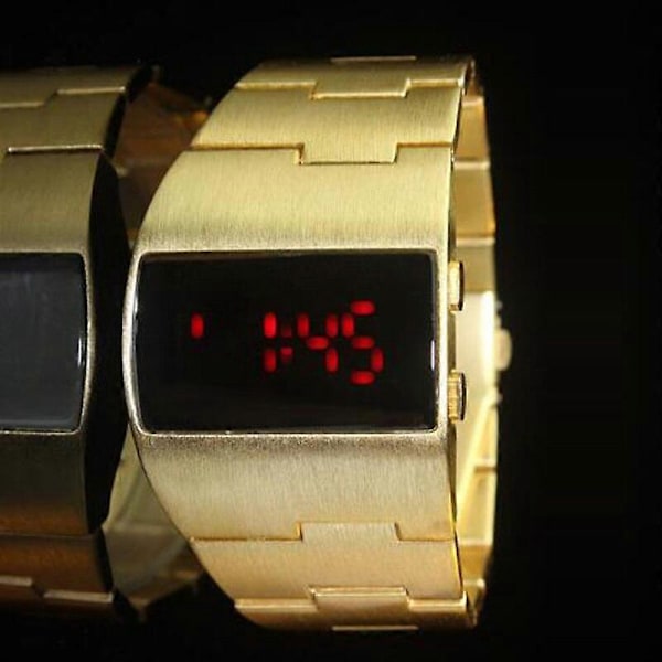 Luksus Gull Stor Klokke Menn Sport LED Digital Klokker Gull Sølv Svart Rustfritt Stål Elektroniske Armbåndsur Reloj Hombre 2022 blackblue