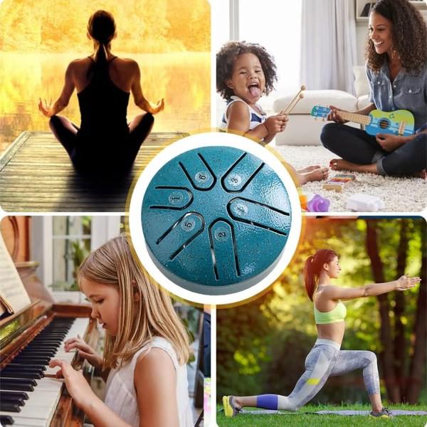 Utomhus regntrumma: Vattentät ståltrumma 6 toner Mini Handpan-trumma för lugna melodier Black