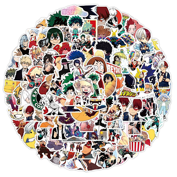 My Hero Academia -tarrapaketti, 100 kpl, vinyyliset anime-tarrat vesipulloille, kannettaville tietokoneille, skeittilaudoille, muistikirjoille, lahja aikuisille, lapsille ja teineille