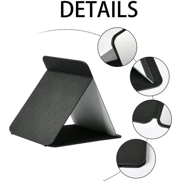Fällbart bordsspegel med PU-läder smink spegel, bärbar resespegel, fällbart spegel med stativ bärbar 15.5*20.5cm