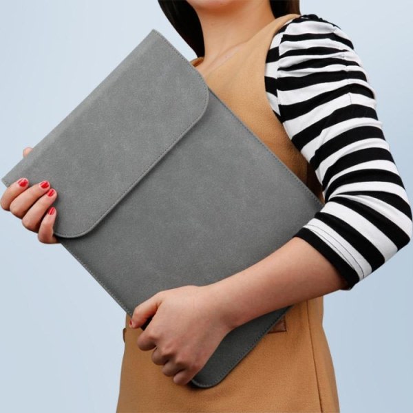 13,3" Laptoptaske / Computertaske / Macbook - Læder - Vælg farve grå
