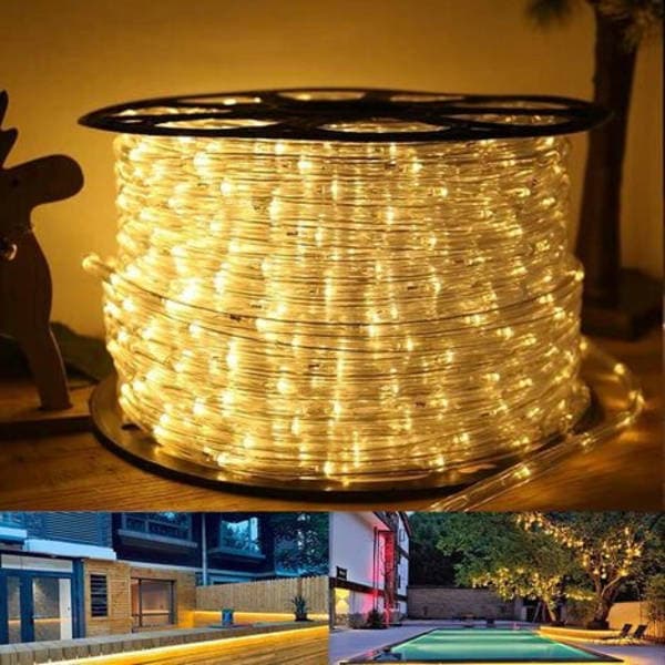 Utomhus Ljusslang LED Slinga Dekoration och Strömadapter Varmvit-10M
