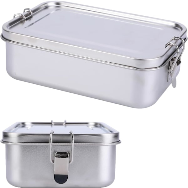 Madkasse i rustfrit stål, 1400 ml Bento-boks med låseclips, lækagesikker bærbar madopbevaringsbeholder til salat og sandwich 1400 ml 1400ml