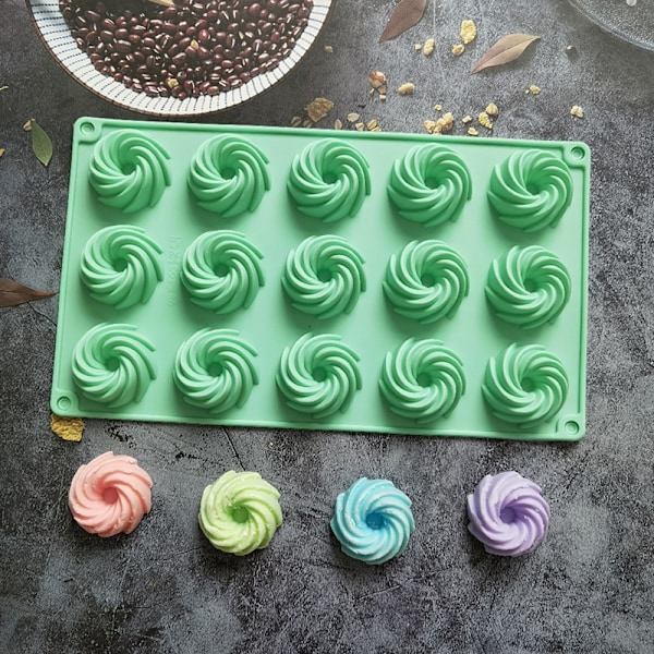 15 Hull Spiralform Silikonform Mousse Dessert Baking Blå one size Blue