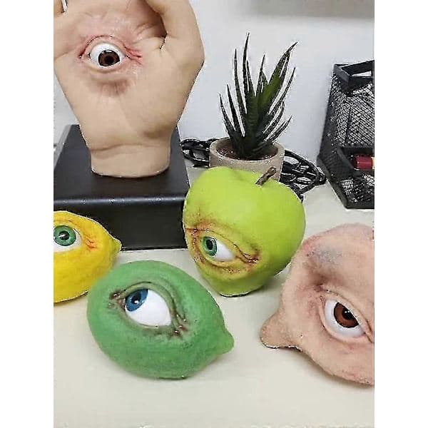 Frukt med läskiga ögon Halloween-dekorationsprydnader (Set med 4)