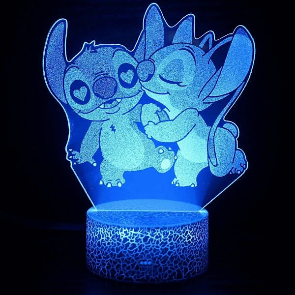 Stitch Nattlampa, Stitch Lampa med Fjärrkontroll & Smart Touch 16 Färger Bytbar Dimbar Anime Bordlampa, som Perfekt Födelsedag Jul Stitch Presenter för Pojkar