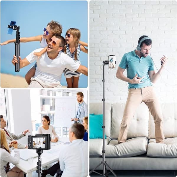 160 cm professionellt stativ för mobiltelefon, flexibelt och lätt selfiestick-stativ