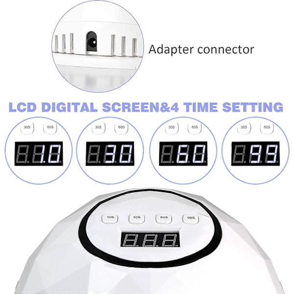 UV LED -kynsilamppu, nopeampi kynsikuivain geelilakalle, kynsilamppu 4 ajastinasetuksella, automaattisella sensorilla ja LCD-näytöllä sormille ja varpaille