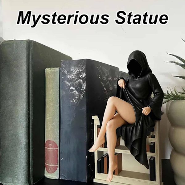 Mystisk Statue Gotisk Død Sort Kappe Dronning Figur Bogreol M2 M2