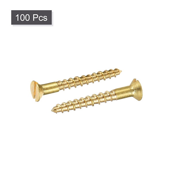 100 stk M2 X 16mm Flat Head Slotted Messing Treskruer
