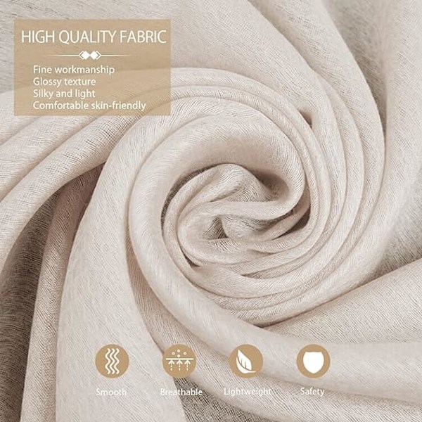 Sjal Chiffon Sjal Dam  Pärlad Sjal Mode Silke Sömnad Tulle Design Lång Sjal Sjal Wrap Solskydd,Beige