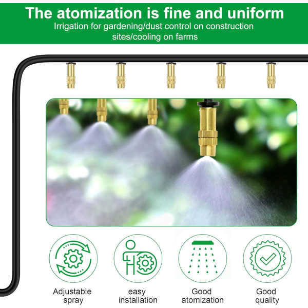 30 stk justerbare kobber tåkedyser drypp vanning sprøyte 4/7mm tåking mikro sprinklere hage kjøling vanning utstyr