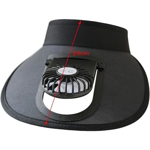 Solskjermhatt med vifte Visor Fan Hat for voksen barn med 3 gir vindhastighet og stort område solbeskyttelse black