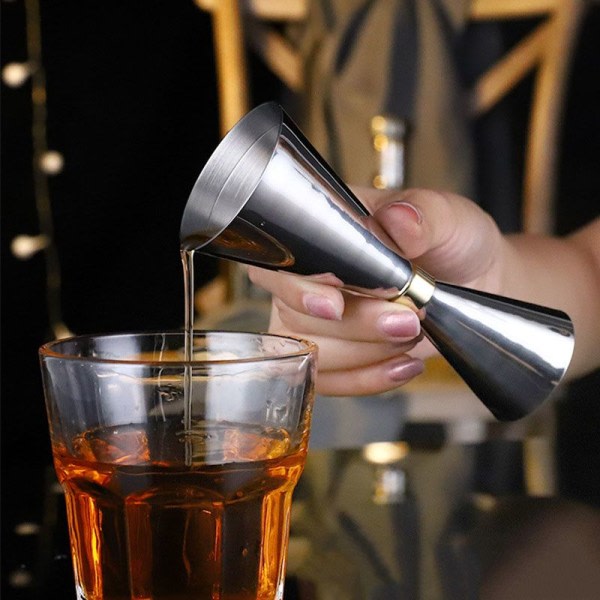 Durable Stainless Steel Jigger Shape Drink Wine Cocktail Measuring Cup Bar Coffee Accessories Tools Black Coating 30/60ml