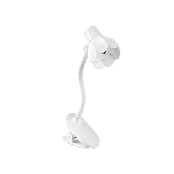 Skrivebordslampe, 360 graders rotasjon, klips-på-lampe, bærbar leselampe, klemme på skrivebord/bord/køyeseng/skap, hjemmebelysning White D