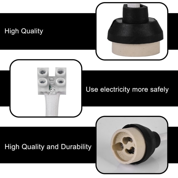 GU10 Keramiske Fatninger: 15cm/10mm Høj Kvalitet Silikone Kabel GU10 Fatning, GU10 Kontaktlampe til GU10 Lampe 0-250V 3A Keramiske GU10 Fatninger-12stk