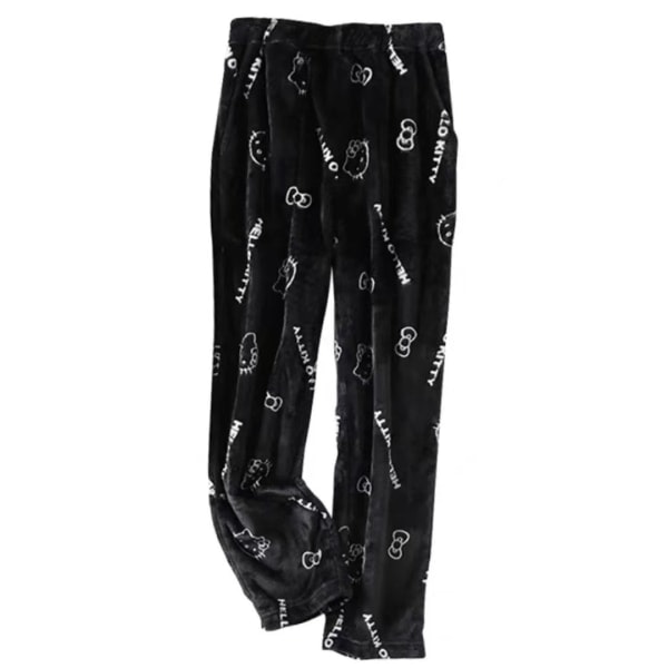 Cartoon   Flanellpyjamas Plysch Tjockare Varma Pyjamas För Kvinnor Svart Vit Katt Svart Vit Katt XXL Svart Vit Katt XXL