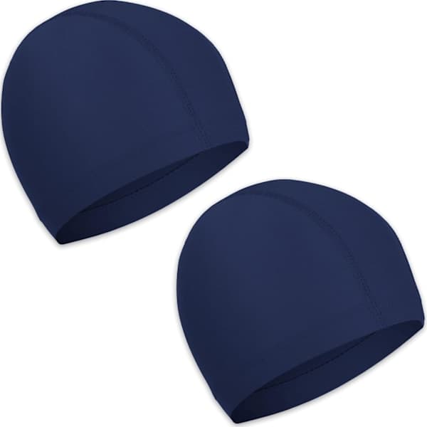 2 stk elastiske badehetter Komfortable sklisikre badehetter i stoff Lette badehetter for kvinner, menn, barn for svømming Marineblå NavyBlue