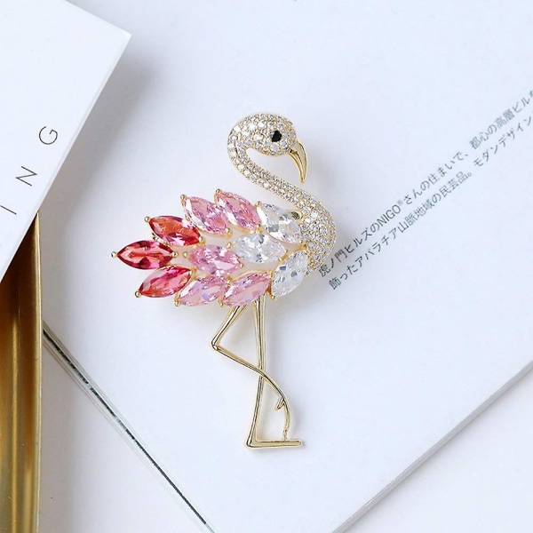 Färgglada Flamingo Broscher Diamant Broscher För Kvinnor Kristall Strass Djur Pins Färgglada Diamo