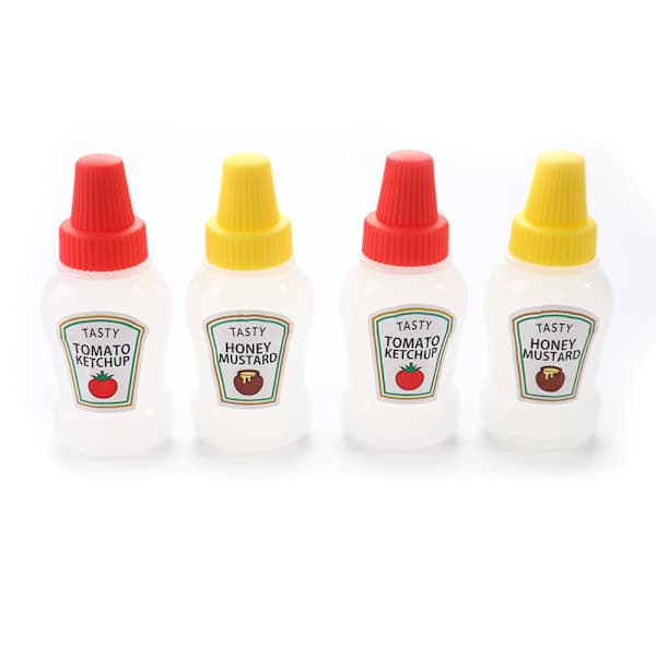4 stk. 25 ml Mini Tomatketchupflaske Bærbar Sauce Salatdressing Transparent 25 ml