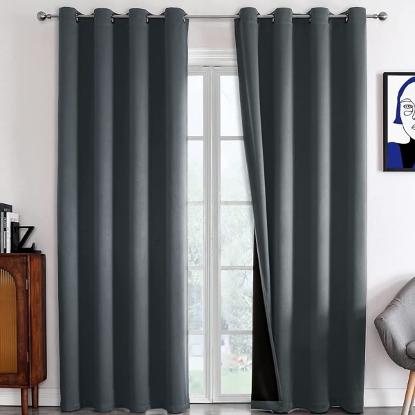 Mørkleggingsgardiner 2 paneler lange komplette gardiner til stue