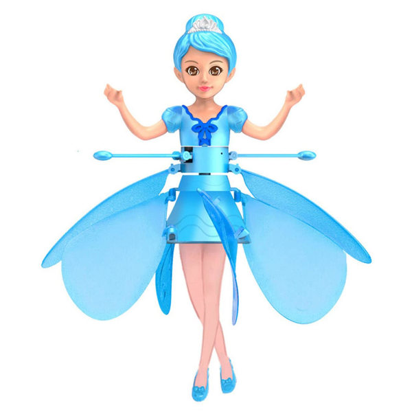 Magisk flygende nisseleke, mini prinsessedukke Rc Flyvende leke for gutter, jenter Blue