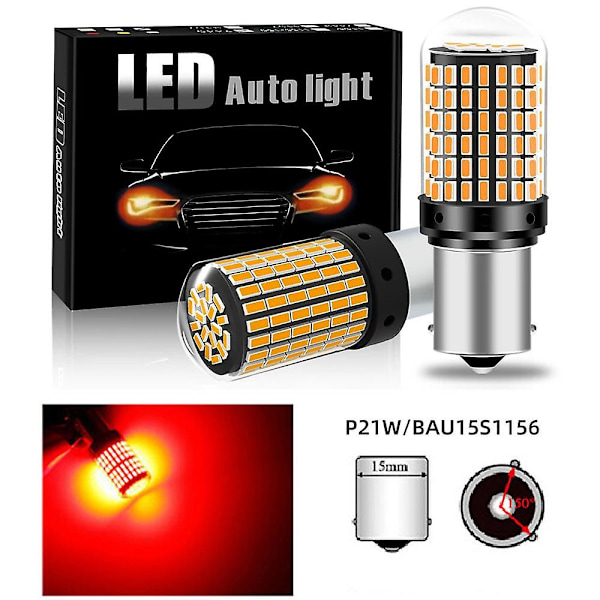 2 st 1156 BA15S P21W BAU15S PY21W T20 7440 W21W 3157 1157 P21/5W W21/5W LED-lampor 144 SMD led CanBus-lampa för blinkers red 2PCS 1156 PY21W BAU15S