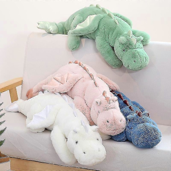 Søt Plysjdrage, Vektet Dinosaurleke Gave eller Dekorasjon til Barn og Voksne blue 90cm
